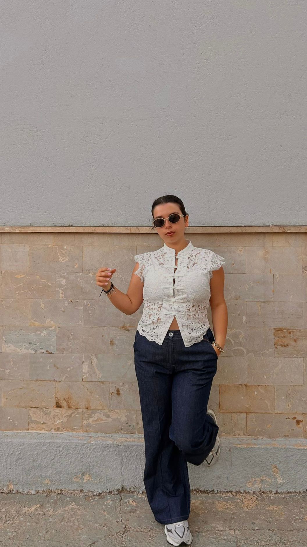 T-shirt in pizzo QIPAO